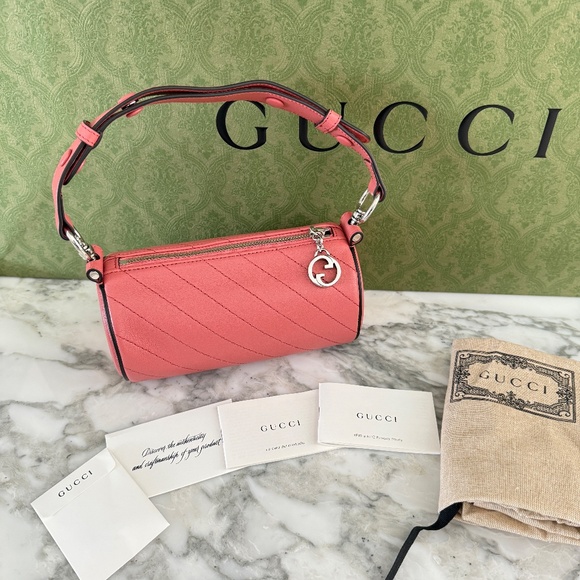 Gucci 760170 Blondie Sakai Green Be PINK Leather Bag - Picture 2 of 15